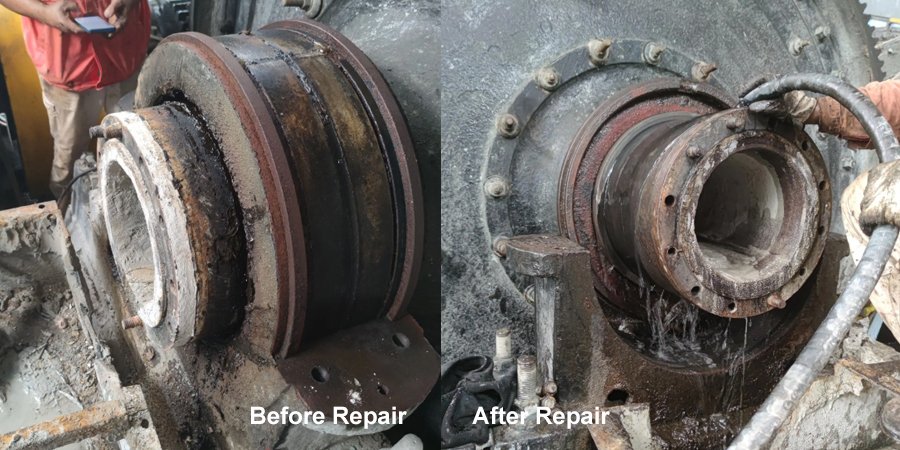 Ball-Mill-Bearing:Before-and-After-Repair-Comparison