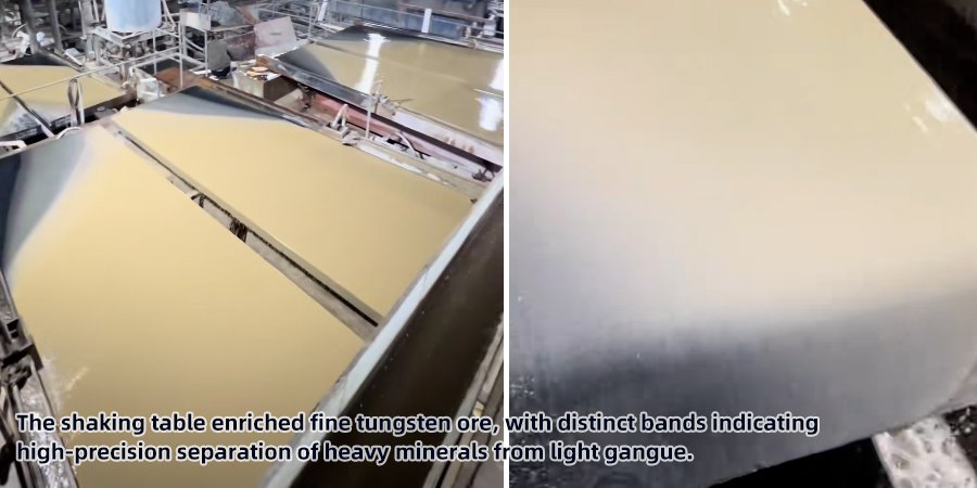 The-shaking-table-enriched-fine-tungsten-ore,-with-distinct-bands-indicating-high-precision-separation-of-heavy-minerals-from-light-gangue.