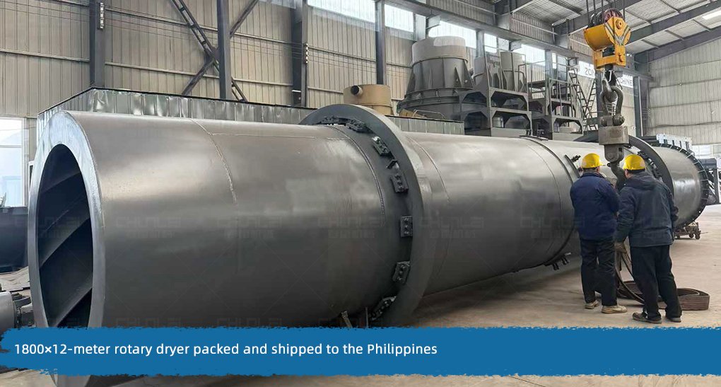 1800×12m Rotary Dryer Shipped to Philippines: B...