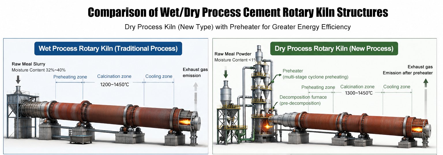 Comparison-of-Wet-Dry-Process-Cement-Rotary-Kiln-Structures