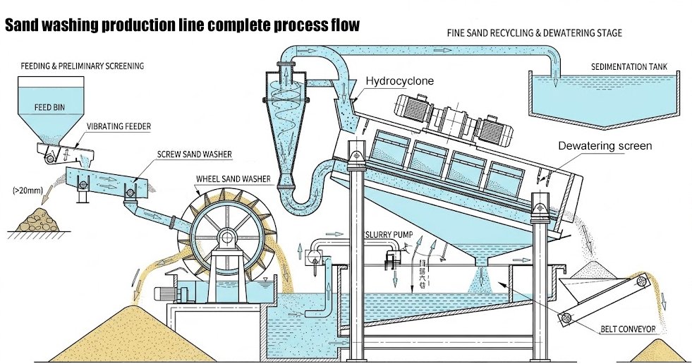 Sand‑washing-process-flowchart-with-fine-sand-recovery-machine-layout